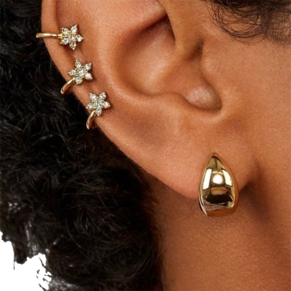 Baublebar Women's Gold Crystal Ear Cuff 3-Piece Set - Picture 1 of 2